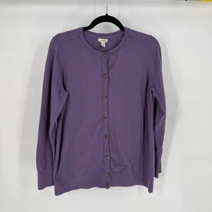 LL Bean Button Front Knit Cardigan Crewneck Long Sleeve Layer Sweater Academia
